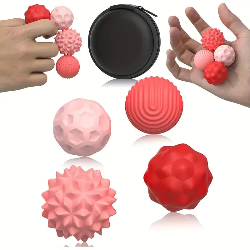 Kinect magnetic stress ball showing all four textures in hand
