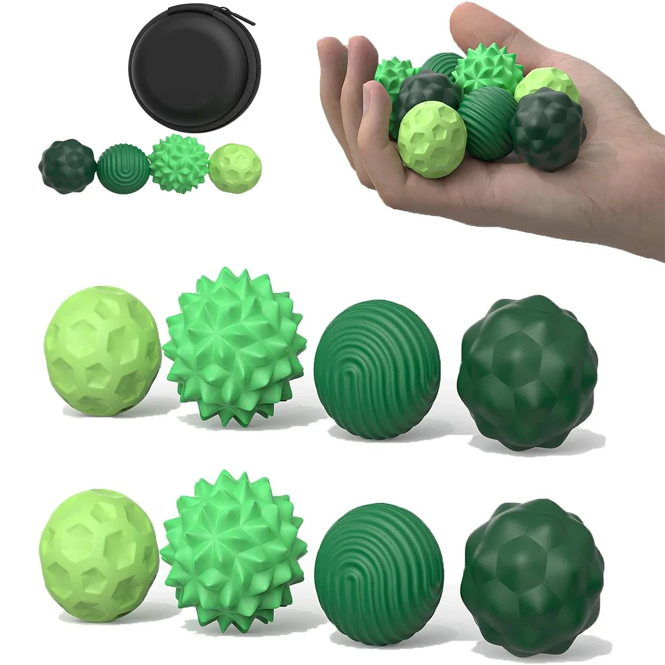 Kinect magnetic stress balls side by side showing ridged texture detail